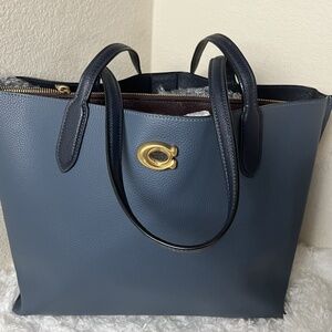Coach Blue Double Zip Tote Bag